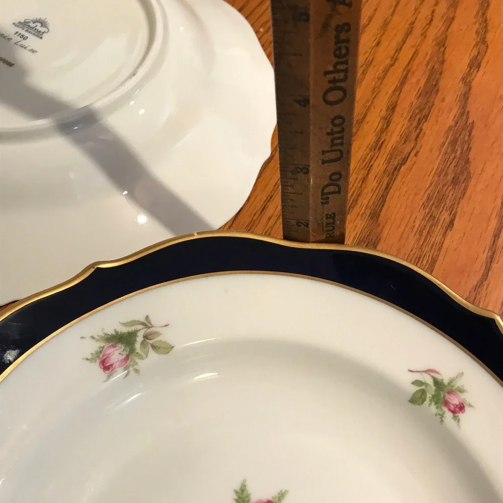 Rare‎ Vintage Lindner Kueps Bavaria Two Shallow Bowls22K Gold Trim Porcelain